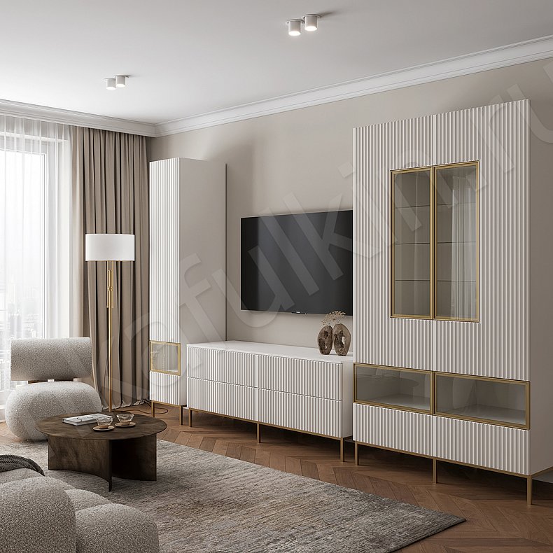 Изображение Стенка Мельпомена Цветной Темные Зеленый Неоклассика  Гостиная Для книг Для декора Под ТВ 2