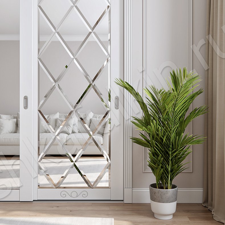 Встроенный шкаф-купе Зарина Светлые Белый Классика 3х створчатые Гостиная Для вещей 3