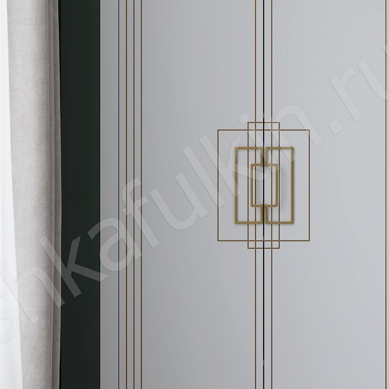 Встроенный шкаф Метрополитан с патиной Белый Золото Светлые Неоклассика 4х створчатые Гостиная Для вещей 4