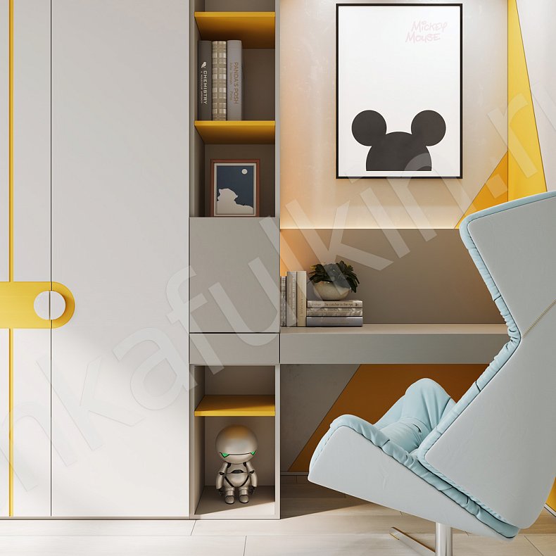 Изображение Детская Дисней Белый Современный 4х створчатые Детская Для вещей Для книг 3