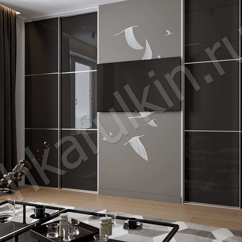 Изображение Шкаф-купе Модус Темные Черный Современный 4х створчатые Гардеробная Для вещей 3