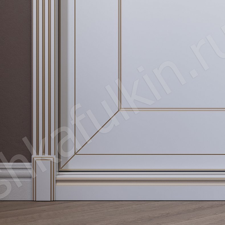 Изображение Шкаф-купе Родригес Белый Золото Светлые Классика 3х створчатые Гостиная Для вещей 4