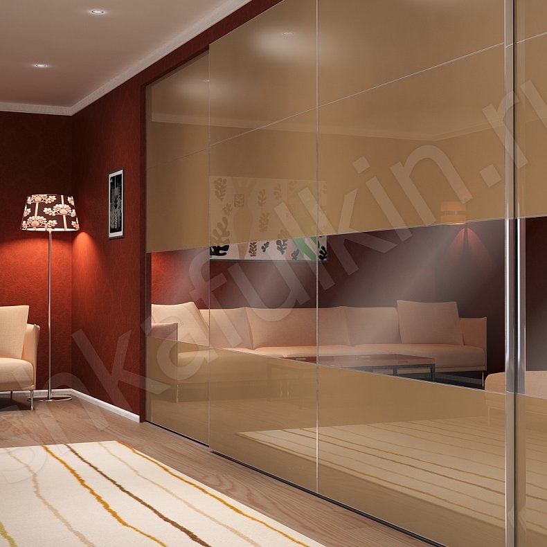 Изображение Встроенный шкаф-купе Арне Светлые Коричневый Современный 4х створчатые Гостиная Для вещей 3