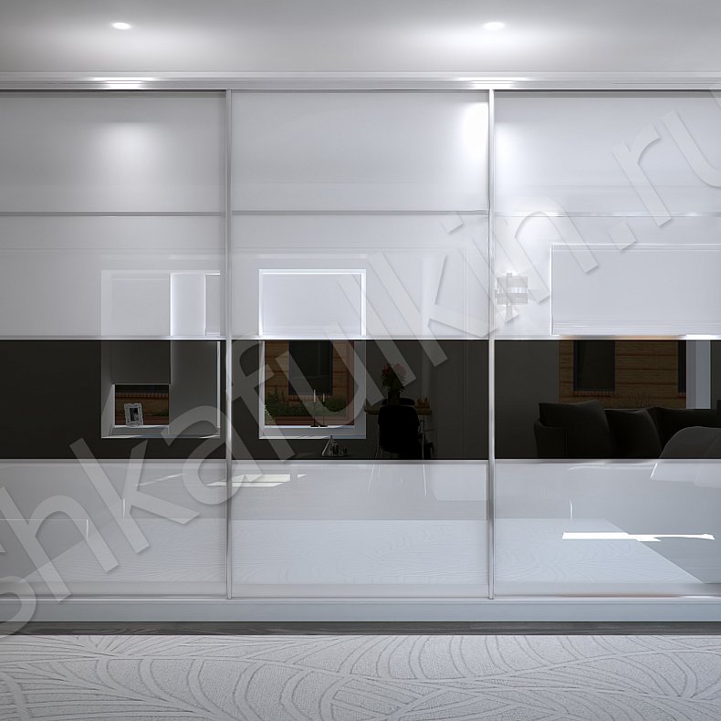 Изображение Корпусный шкаф-купе Дафнис Белый Светлые Хай-тек 3х створчатые Гостиная Для вещей 1