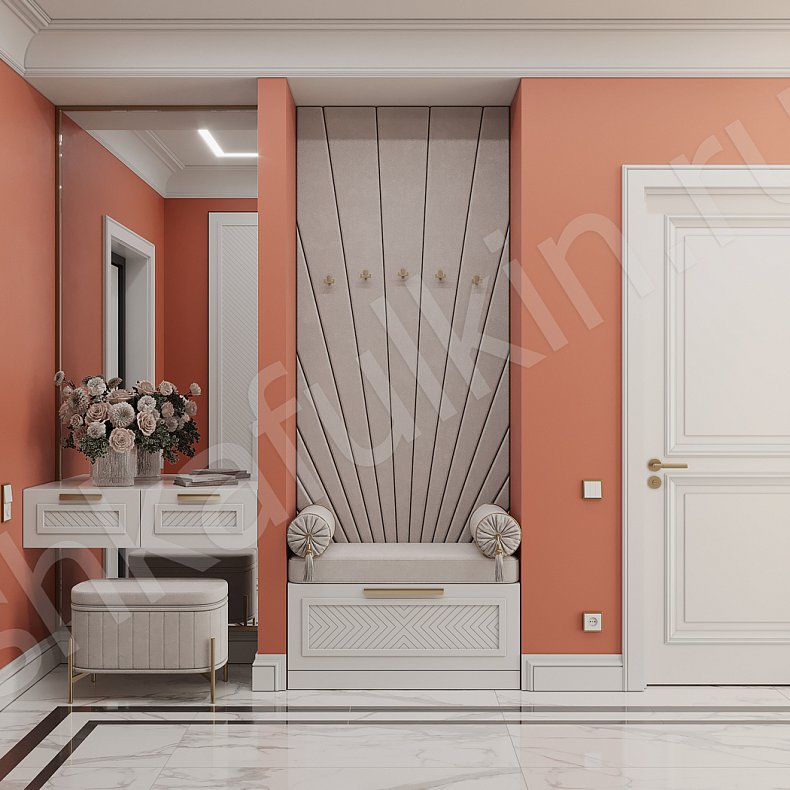 Прихожая Танзано Светлые Белый Неоклассика 4х створчатые Прихожая Для вещей