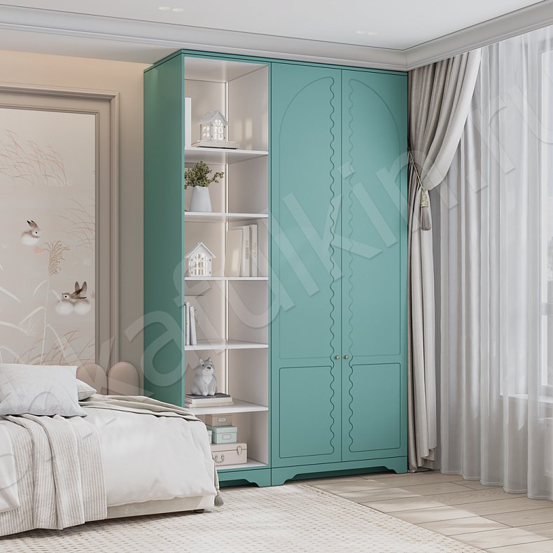 Детская Мерида Зеленый Современный 2х створчатые Детская Для вещей Для книг