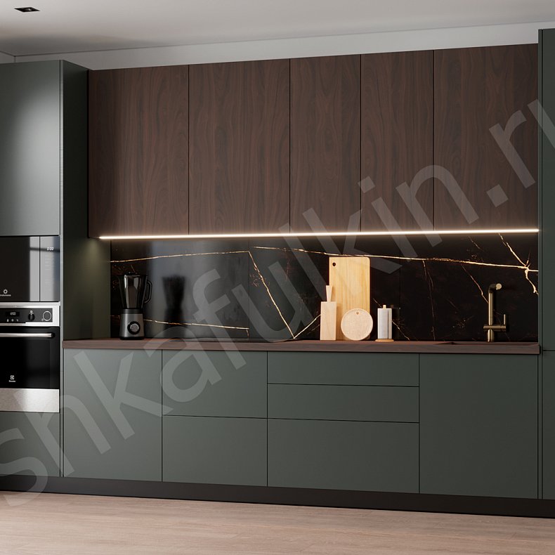 Кухня Конкорд Зеленый Темные Древесный Современный   Для посуды 3