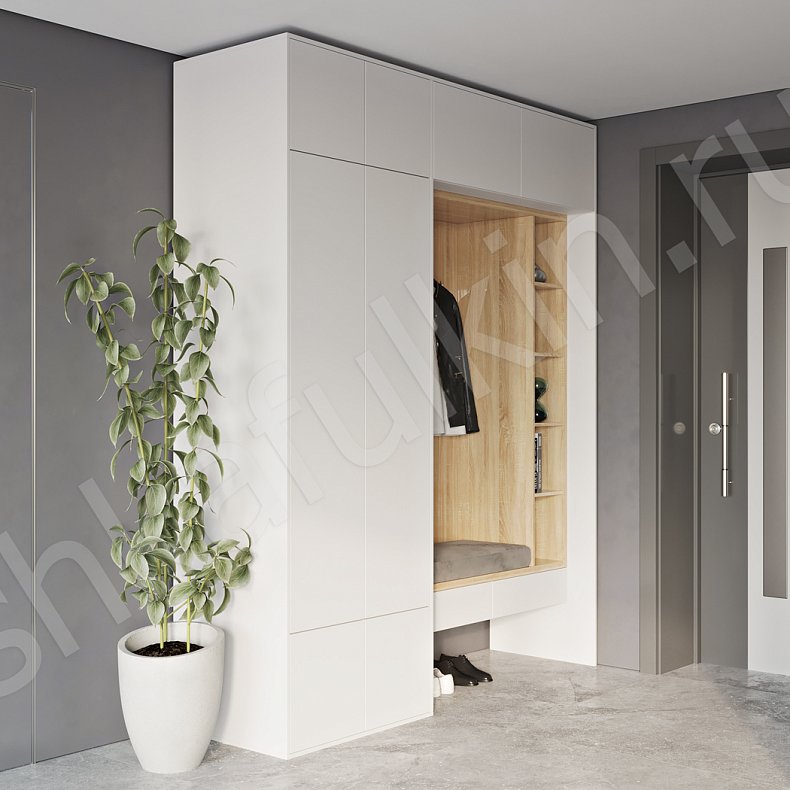 Прихожая Ивари Темные Светлые Серый Древесный Черный Белый Скандинавский 2х створчатые Прихожая Для вещей 7