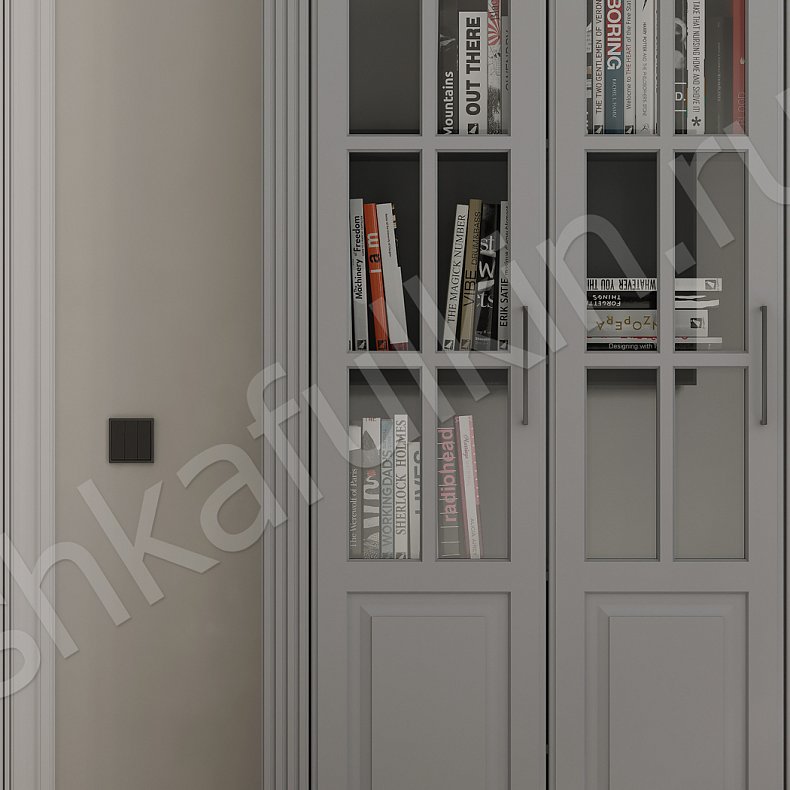 Изображение Книжный шкаф Джиованни Серый Светлые Классика 4х створчатые Гостиная Для книг 2