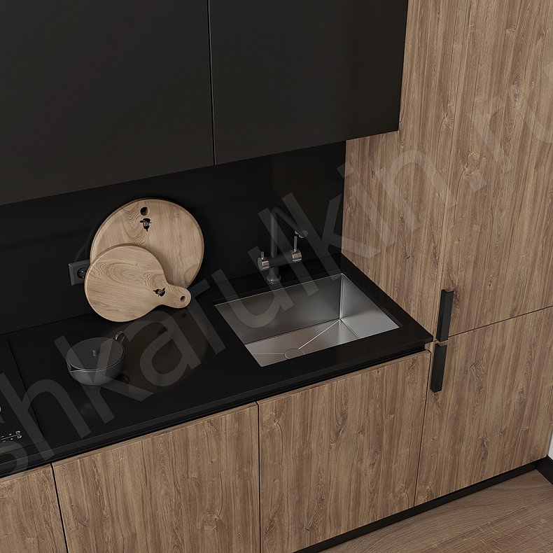Изображение Кухня Фортелло Темные Древесный Черный Современный Для посуды 3