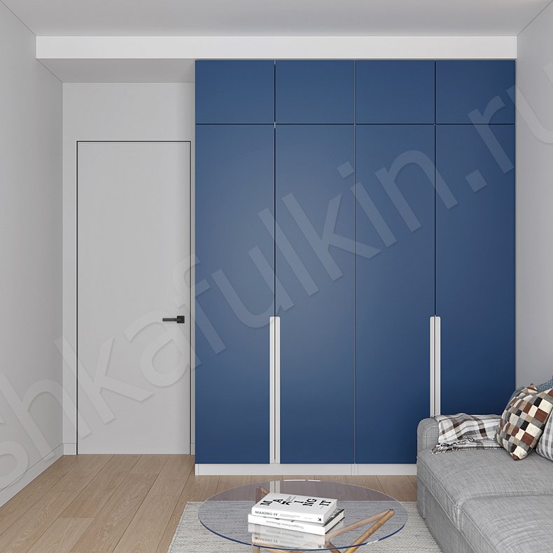 Изображение Распашной шкаф Ламо Белый Цветной Синий Современный 4х створчатые Гостиная Для вещей 1