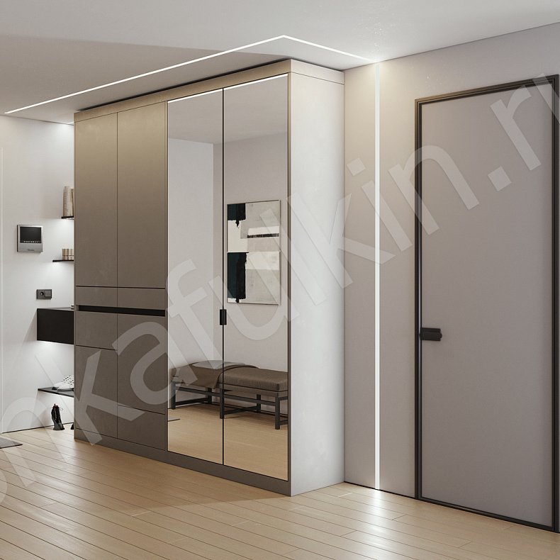 Прихожая Трофи Темные Серый Минимализм 4х створчатые Прихожая Для вещей 2