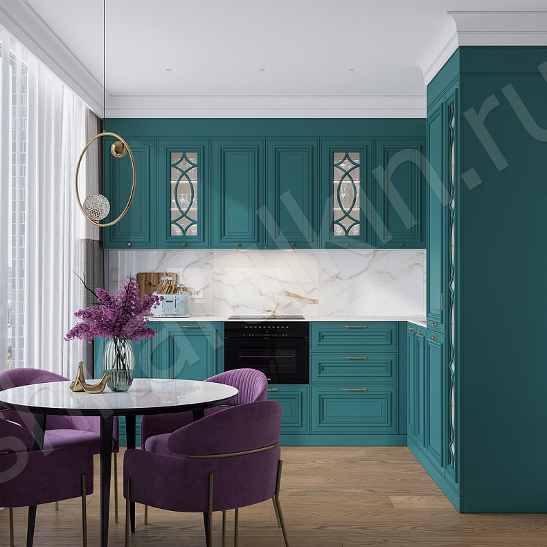 Кухня Роперро Зеленый Темные Синий Цветной Современный   Для посуды