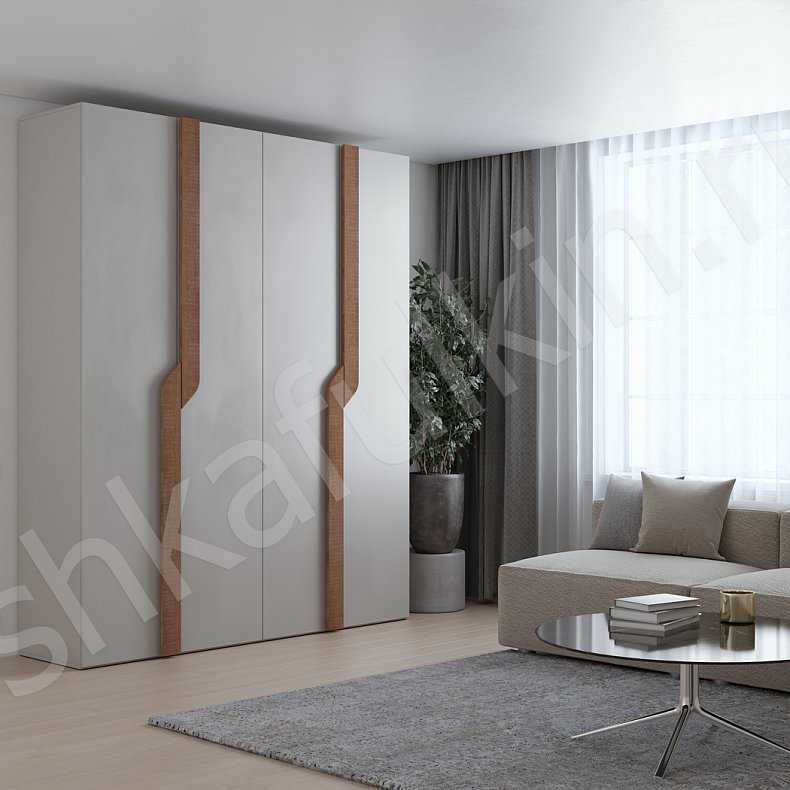 Изображение Шкаф Ронни Древесный Белый Черный Коричневый Серый Светлые Темные Скандинавский 4х створчатые Гостиная Для белья Для вещей 8