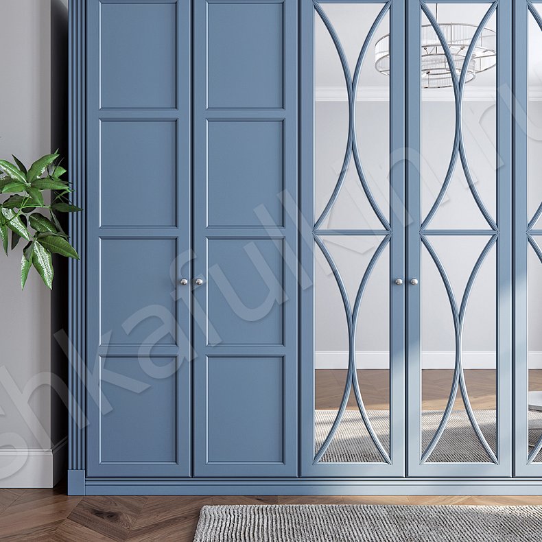 Гарнитур Люсия Черный Светлые Синий Цветной Белый Неоклассика 6и створчатые Спальня Для вещей 12