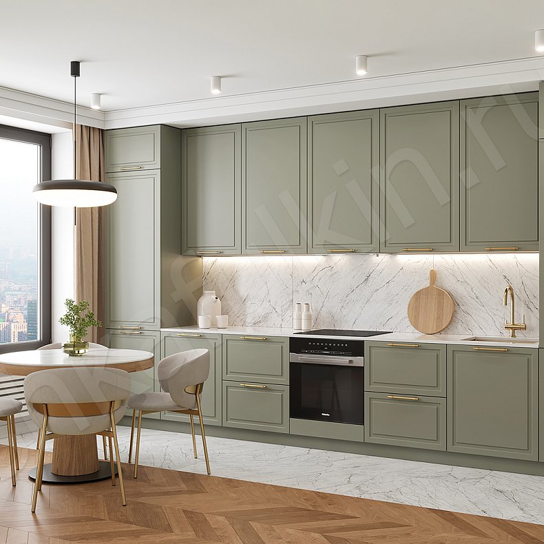 Изображение Кухня Брикелл Белый Светлые Зеленый Классика   Для посуды 11