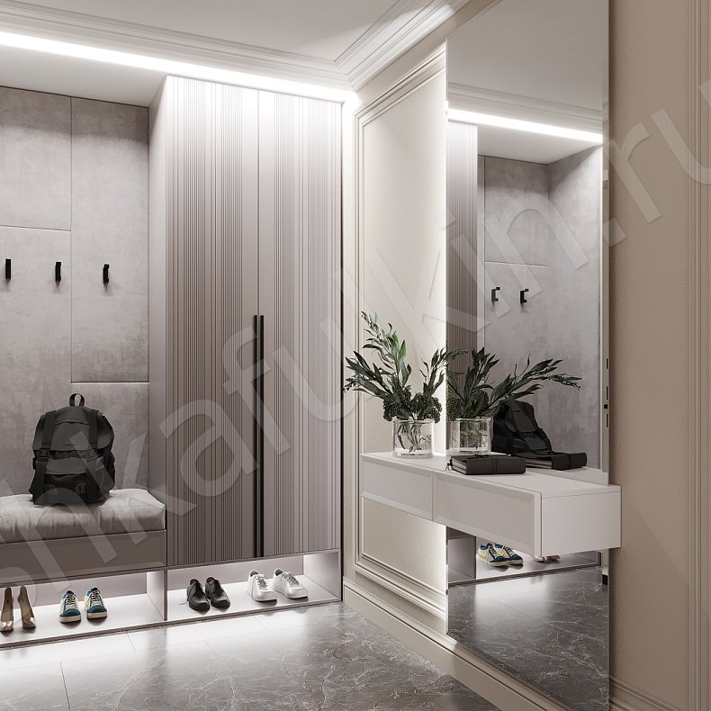 Прихожая Флора Цветной Серый Светлые Зеленый Современный 2х створчатые Прихожая Для вещей