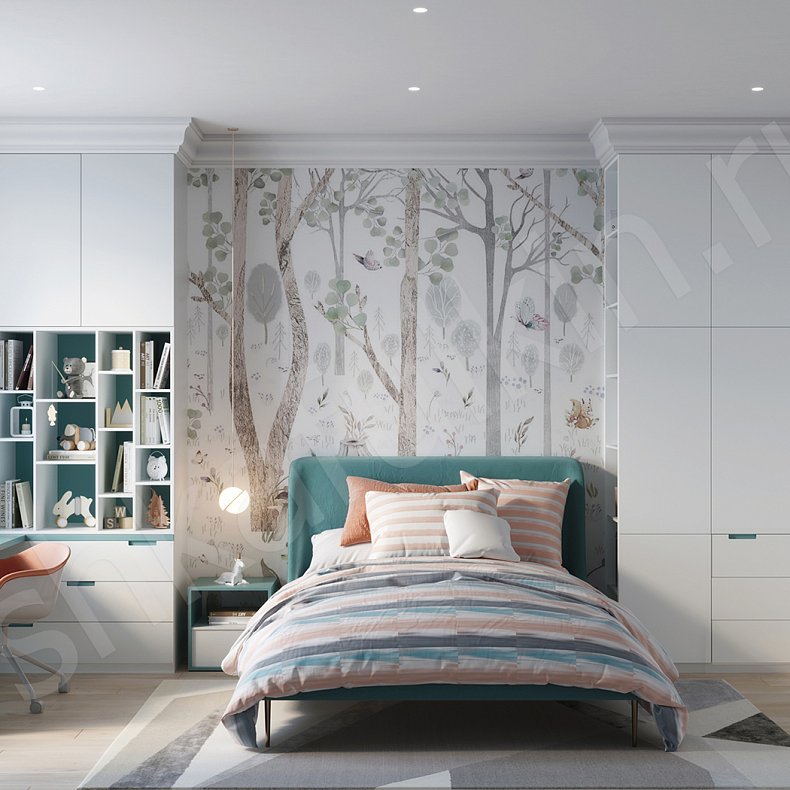 Детская Санчес Белый Цветной Светлые Современный 3х створчатые Детская Для книг Для вещей