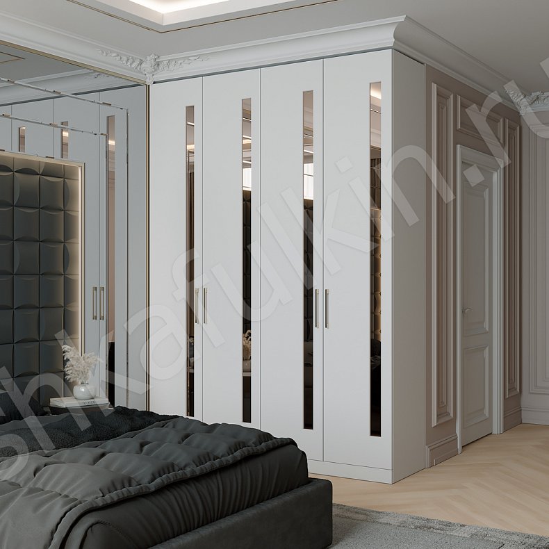 Шкаф Арнольд Светлые Белый Современный 4х створчатые Спальня Для вещей