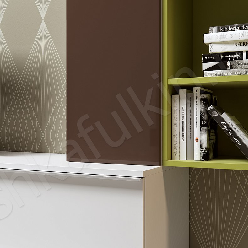 Изображение Стенка Бушерон Цветной Модерн 2х створчатые Гостиная Для вещей Под ТВ Для книг 5