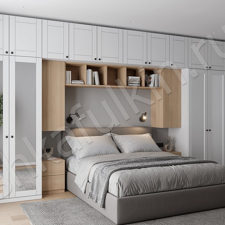 Гарнитур Грейси Белый Древесный Светлые Современный 4х створчатые Спальня Для книг Для вещей