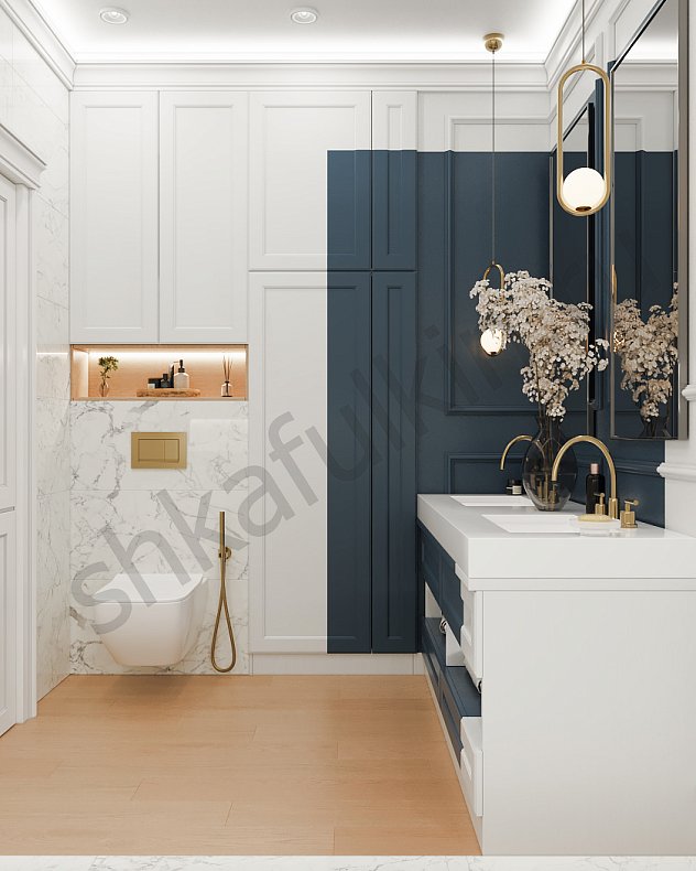 Мебель в ванную Рори Темные Синий Цветной Неоклассика   Для вещей 1