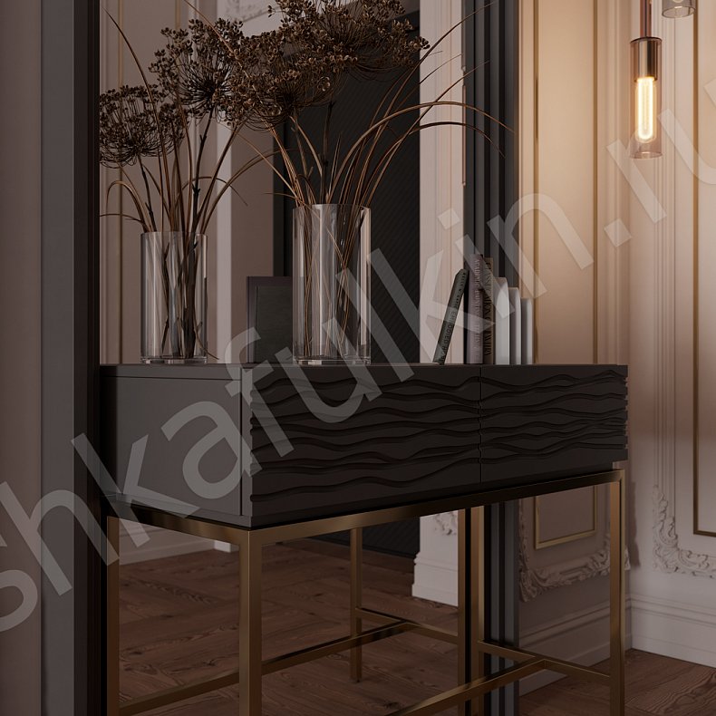 Прихожая Сезанн Черный Темные Неоклассика 3х створчатые Прихожая Для вещей 3