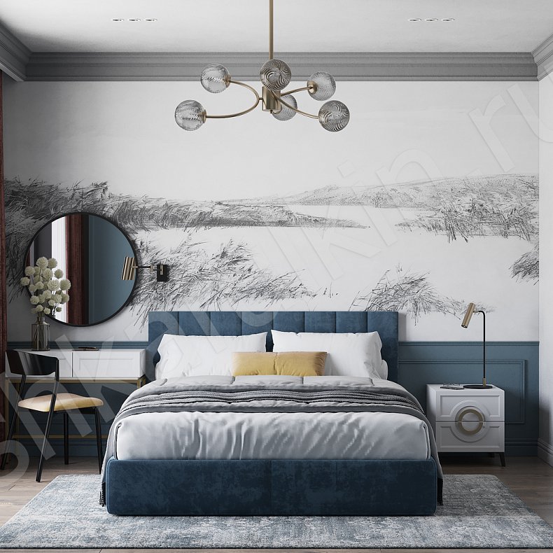 Гарнитур Сицилия Цветной Синий Неоклассика 2х створчатые Спальня Для вещей 3