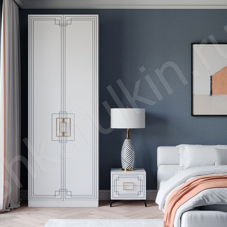 Шкаф  белый 2 двери Метрополитан Белый Минимализм 2х створчатые Спальня Для вещей 1