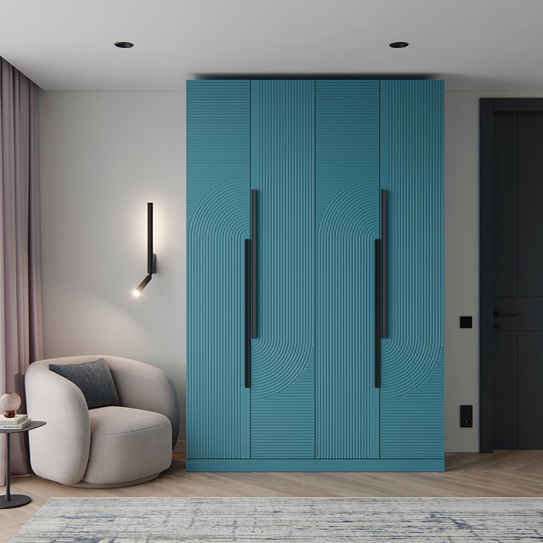 Изображение Шкаф и тумба Зингер Цветной Темные Зеленый Неоклассика 4х створчатые Спальня Для белья Для вещей 1