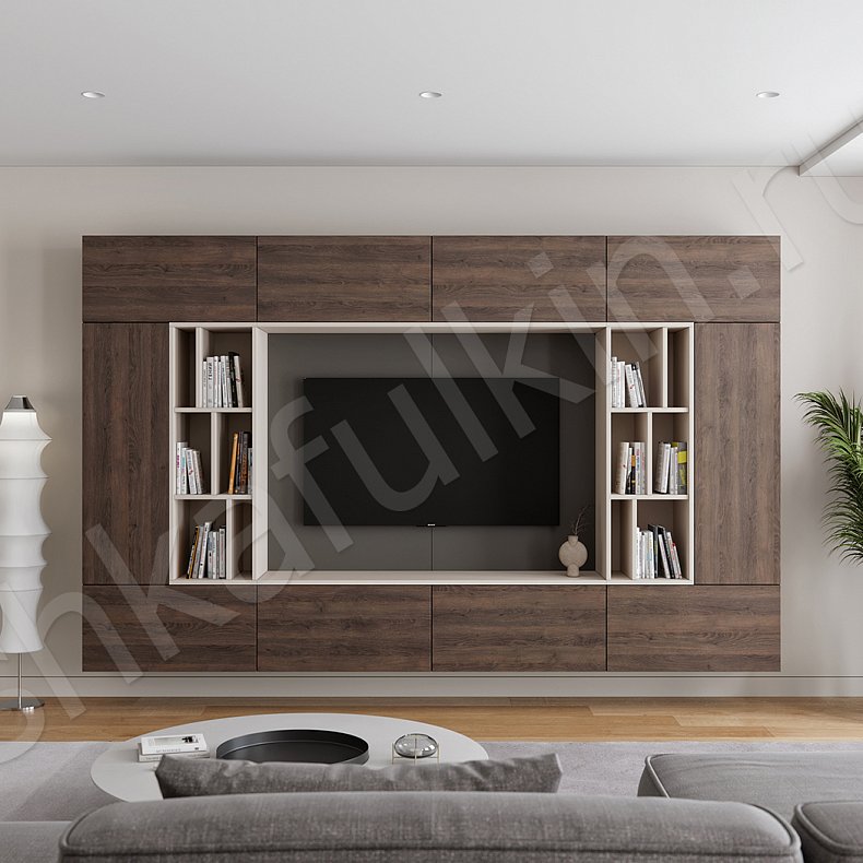 Изображение Стенка Нельсон Светлые Черный Древесный Серый Темные Минимализм Гостиная Для книг Для декора Для посуды Под ТВ 2