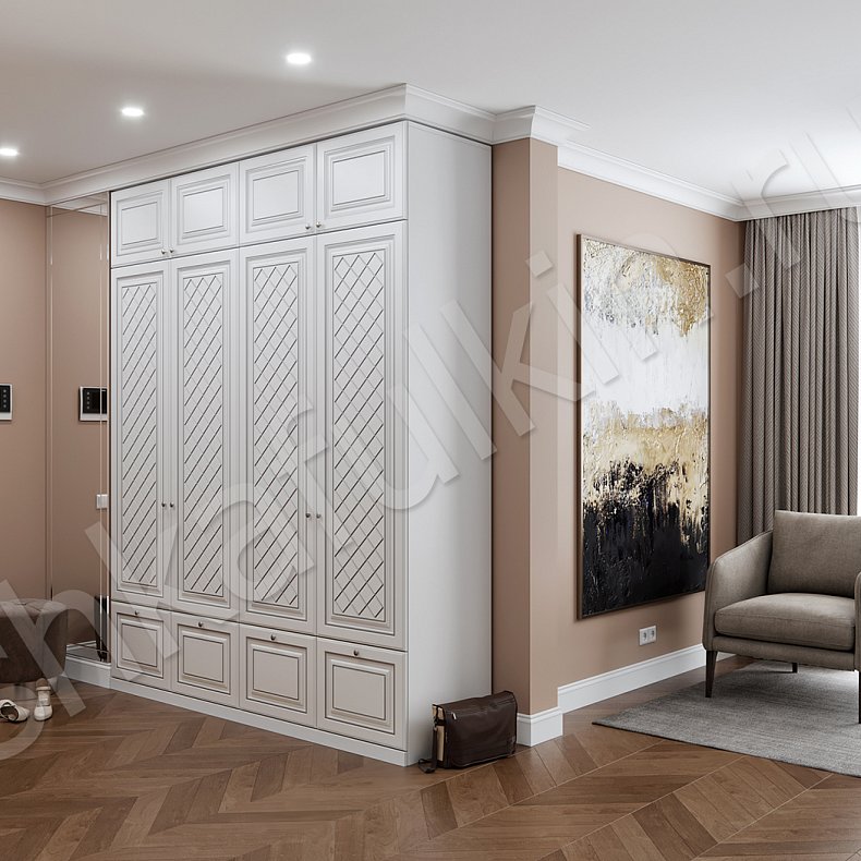 Прихожая Наоми Светлые Белый Классика 4х створчатые Прихожая Для вещей 1