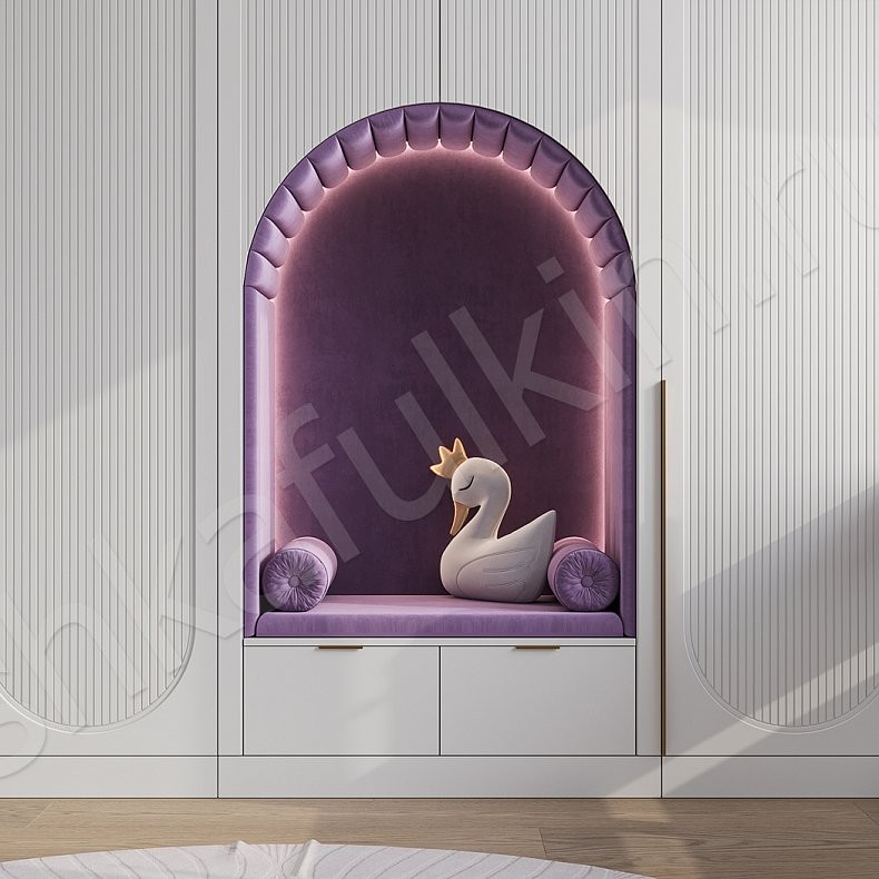 Изображение Гарнитур Скаволлини Светлые Розовый Белый Современный 3х створчатые Детская Для вещей Для декора Для книг Для белья 7