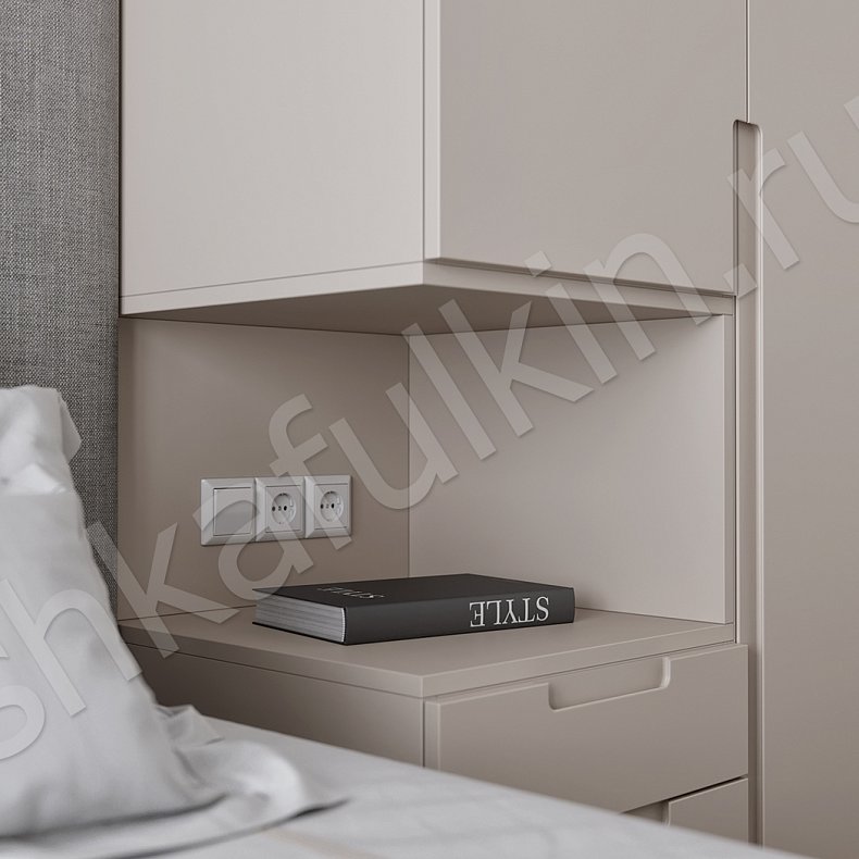 Изображение Гарнитур Инкерман Коричневый Светлые Серый Современный 4х створчатые Спальня Для белья Для вещей 6