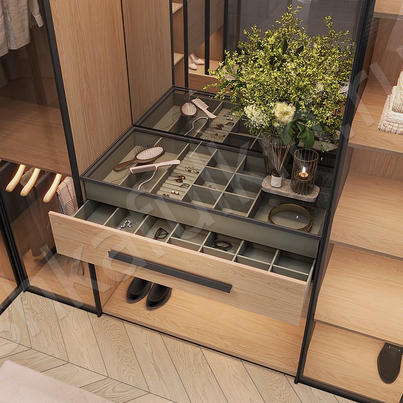 Гардеробная Перетти Древесный Современный  Гардеробная Для вещей Для белья 7