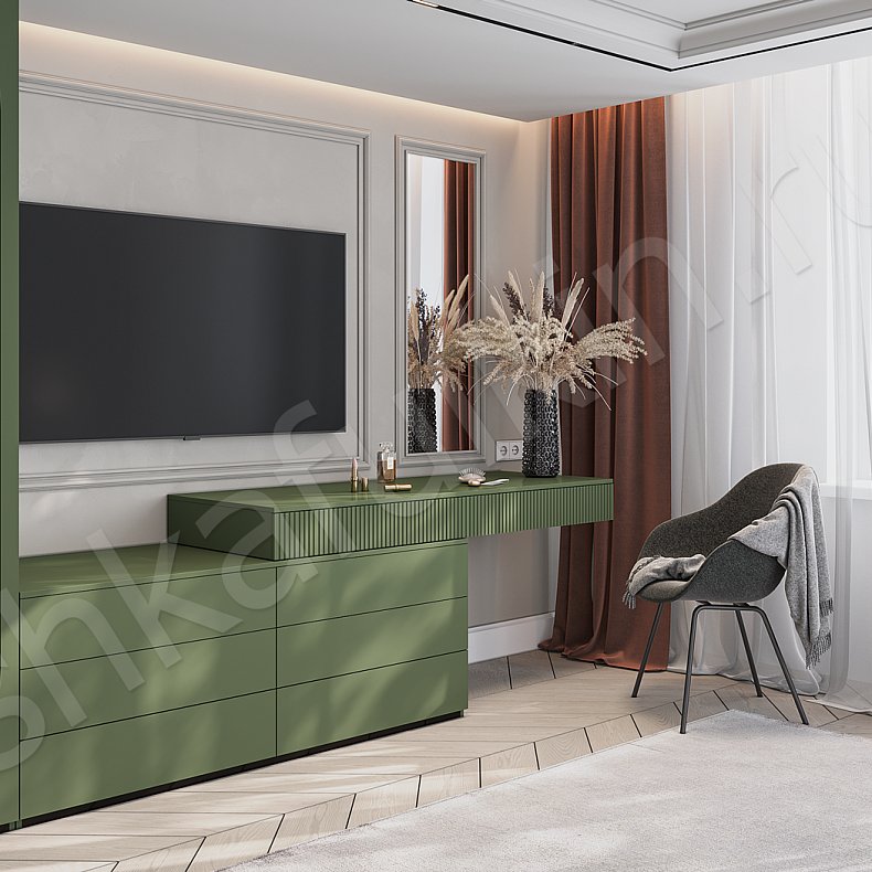 Гарнитур Скаволлини Темные Неоклассика 2х створчатые Спальня Для белья Для вещей 4