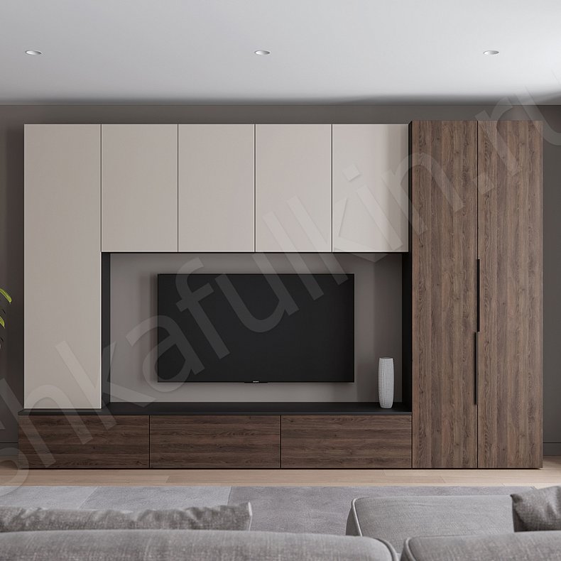 Изображение Стенка Соло Серый Белый Черный Древесный Светлые Темные Скандинавский 2х створчатые Гостиная Для книг Для декора Под ТВ 4