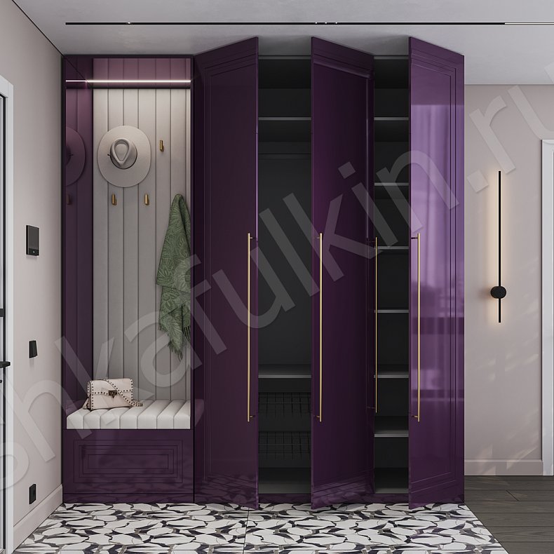 Прихожая Галилео Цветной Светлые Темные Неоклассика 3х створчатые Прихожая Для вещей 4