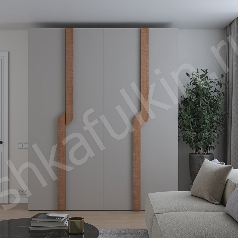 Изображение Шкаф Ронни Древесный Белый Черный Коричневый Серый Светлые Темные Скандинавский 4х створчатые Гостиная Для белья Для вещей 3