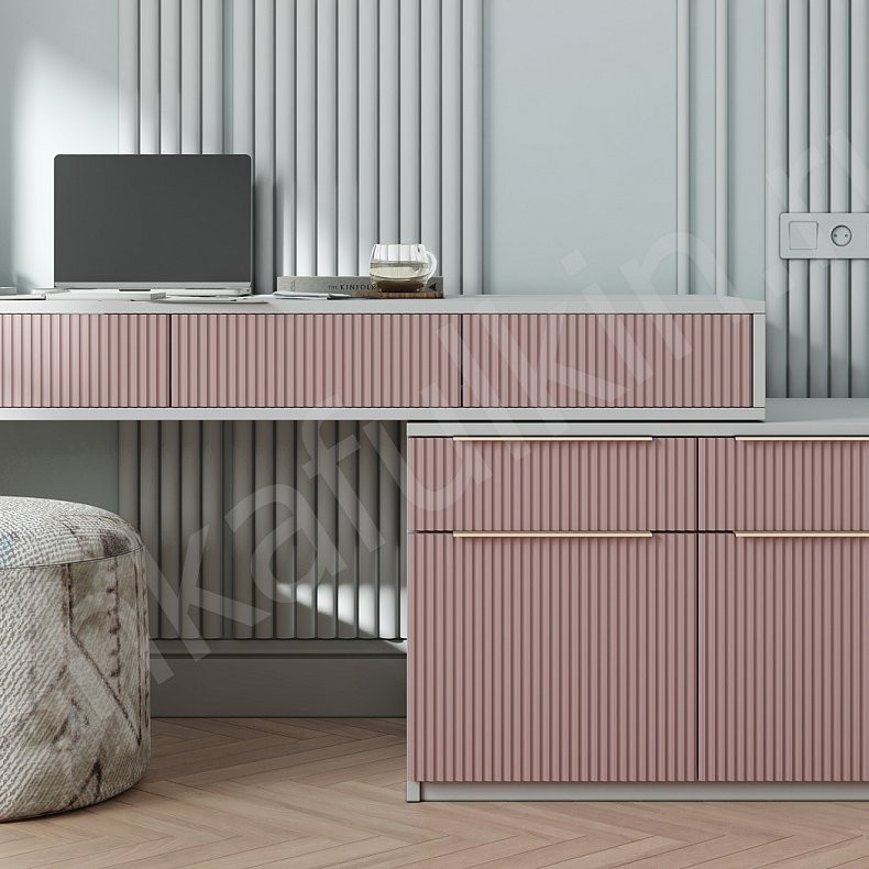 Изображение Детская Пинклайн Белый Розовый Модерн 3х створчатые Детская Для книг Для вещей 7