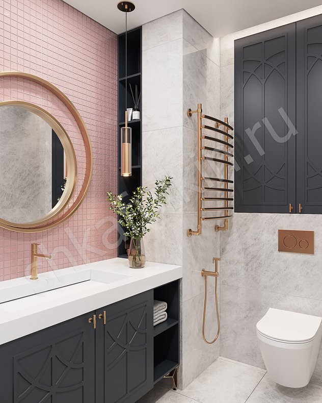 Мебель в ванную Стефани Серый Темные Неоклассика 2х створчатые  Для вещей 2