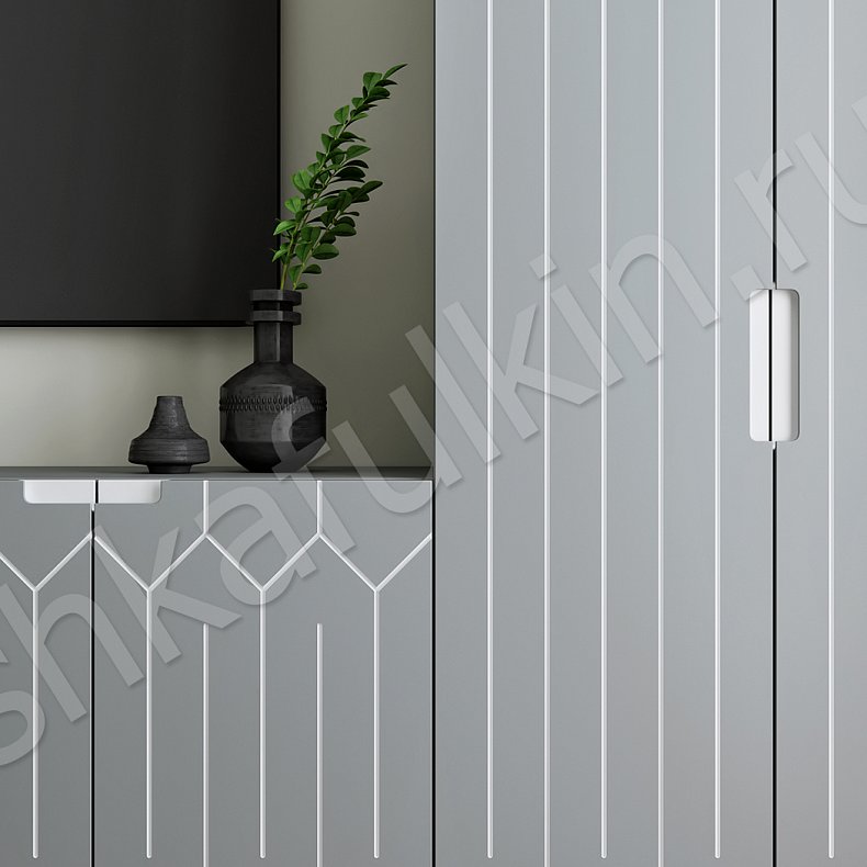 Изображение Гарнитур Франческа Белый Серый Светлые Золото Современный 2х створчатые Спальня Для вещей 9