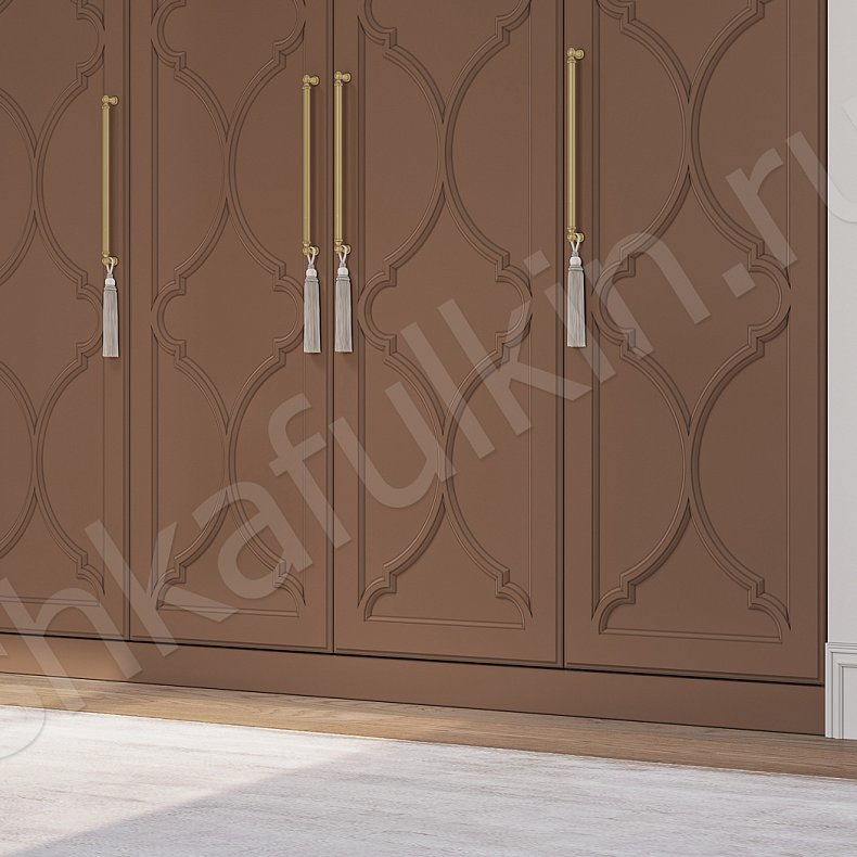 Изображение Гарнитур Айлин Белый Коричневый Светлые Темные Неоклассика 4х створчатые Спальня Для белья Для вещей 6