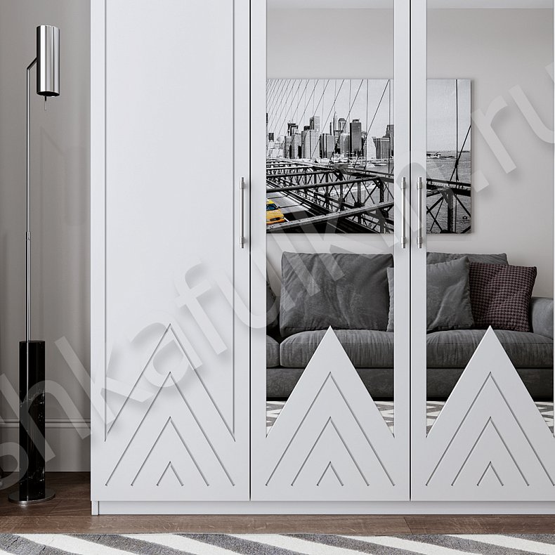 Изображение Шкаф Вигвам Белый Светлые Современный 4х створчатые Гостиная Для вещей 3
