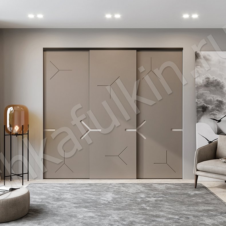 Шкаф-купе Трецента Коричневый Светлые Хай-тек 3х створчатые Гостиная Для вещей 1