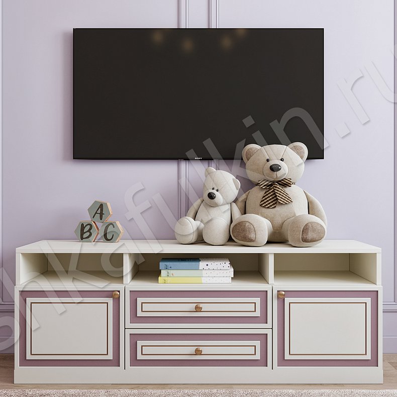 Изображение Детская Лора Белый Цветной Розовый Светлые Зеленый Классика 4х створчатые Детская Для книг Под ТВ Для вещей 13