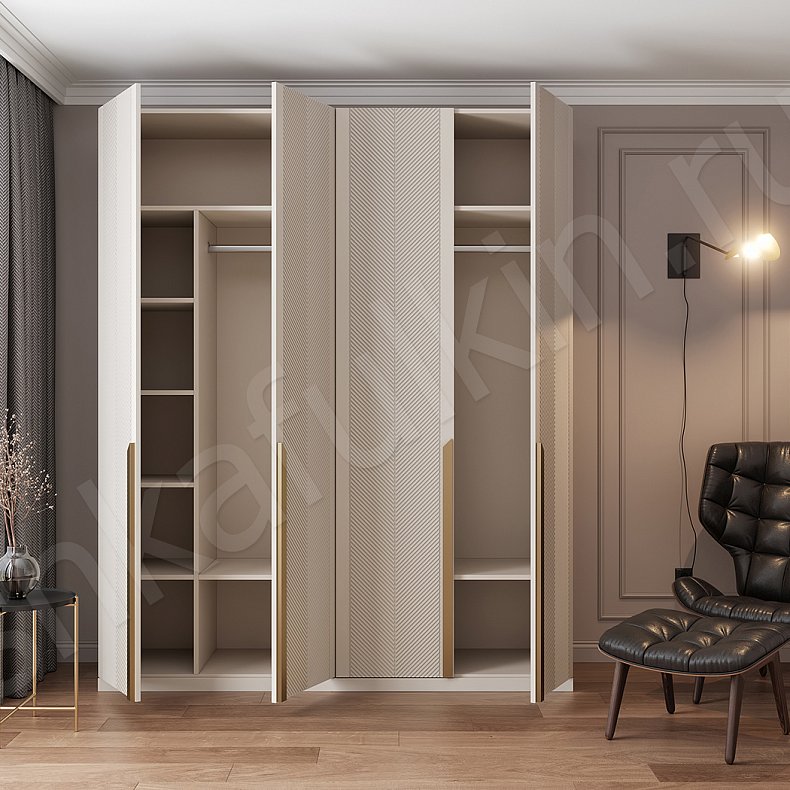 Шкаф Анабэль Белый Черный Светлые Темные Неоклассика 4х створчатые Гостиная Для вещей 10