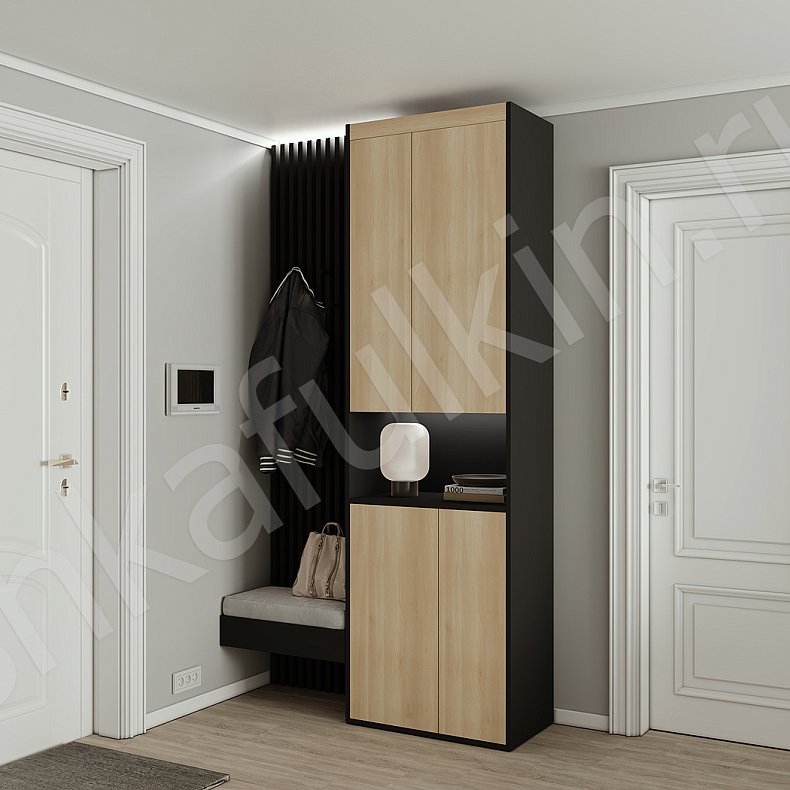 Изображение Прихожая Донни Древесный Белый Черный Серый Светлые Темные Скандинавский 2х створчатые Прихожая Для вещей 9