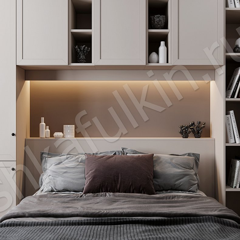 Гарнитур Глэдис Белый Коричневый Светлые Современный 4х створчатые Спальня Для белья Для книг Для декора Для вещей 6