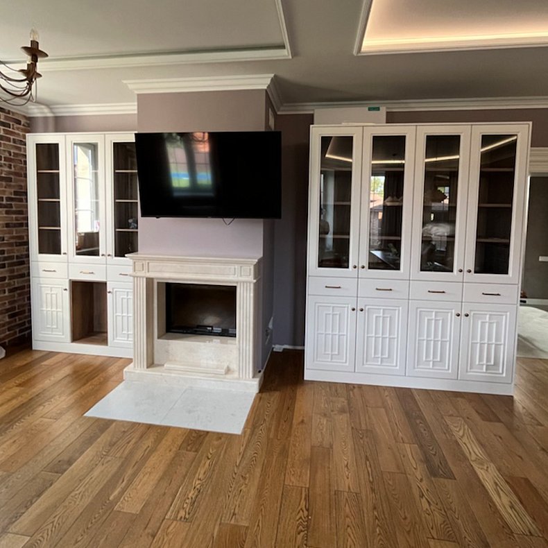 Книжный шкаф Антида Светлые Серый Классика 4х створчатые Гостиная Для книг 11